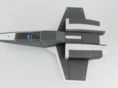 Sci Fi Fighter Jet with Interior Cockpit Low-poly 3D model