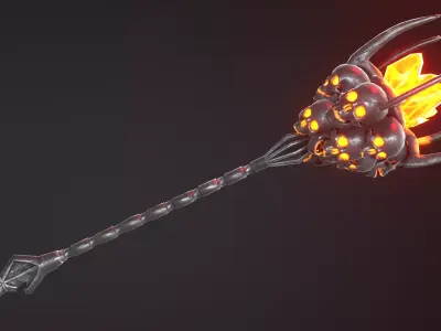 Fantasy Staffs set 01 Free low-poly 3D model