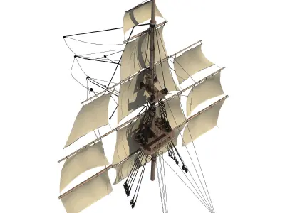 White Sailing Ship Mast 3D model