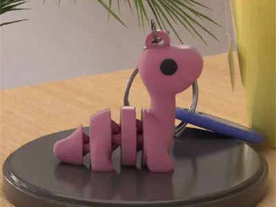 Long Neck dinosaur Articulated Keychain and Figure 3D print model