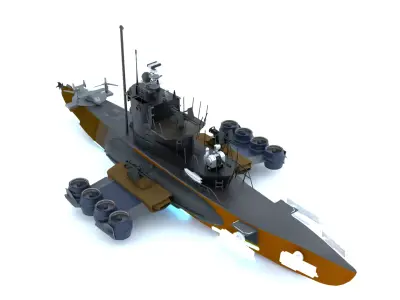Sci Fi Military Submarine Combat Vessel 3D Model Game Ready PBR  3D model