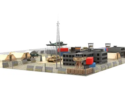 Georgia Military Base Low-poly 3D model