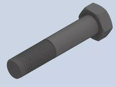 Bolt Partial Thread Hexagonal Head M24x120mm 3D model