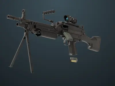 Machine Gun 07 All PBR Unity UE Textures Included Low-poly 3D model