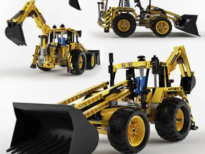 Realistic 3D model lego bulldozer 3D model