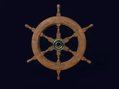 Ship Navigation Steering wheel Low-poly 3D model