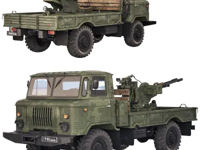 GAZ 66 with ZU-23-2 1970 3D model