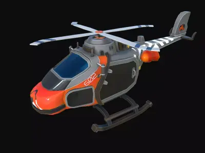 Low Poly Stylized Helicopter Game-Ready Model Low-poly 3D model