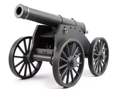 Historical Cannon Model Pack with Detailed Wheels Low-poly 3D model