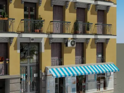 Building tall Low-poly 3D model