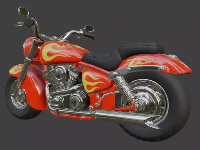 Cartoon Red Motorcycle 3D Model 3D model 5