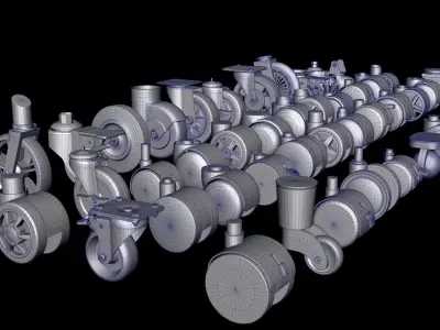 Chair wheels collection Low-poly 3D model