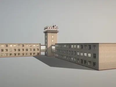 Airport Control Tower URKK KDP Low-poly 3D model