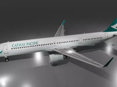 Cathay Pacific Airbus a321neo low poly 3D model Low-poly 3D model