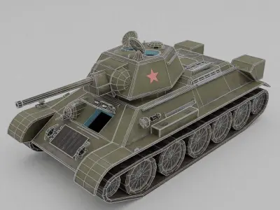 T34-76 1942 Medium Tank Low-poly 3D model