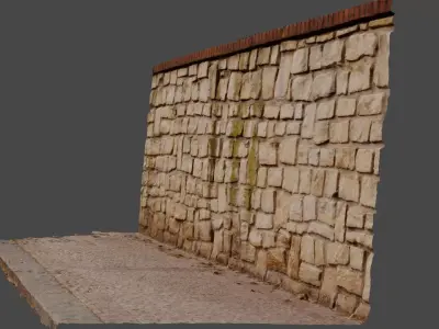 Stone wall and stone path scan  Free 3D model