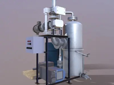 Pump and Tank Low-poly 3D model