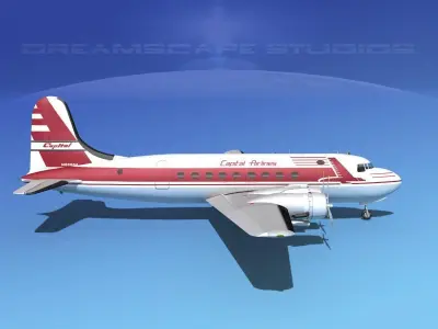 Douglas DC-4 Capitol Airlines 3D model