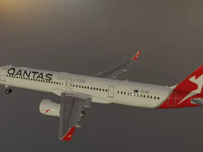 Qantas airbus a321 neo xlr low poly 3D Model Low-poly 3D model