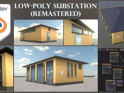 Low-Poly Substation Remastered Low-poly 3D model
