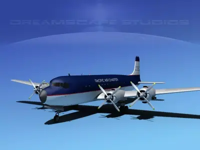 Douglas DC-7C Pacific Air Charter 3D model