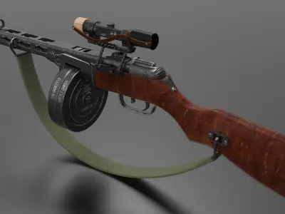 Ppsh-41 Submachine Gun Fps - Tps Low-poly 3D model