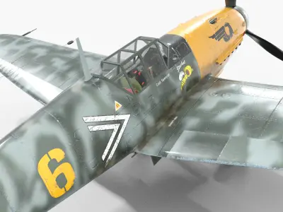 Messer Bf 109 Warplane Low-poly 3D model