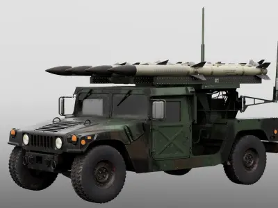 Humvee-Based Air Defense System Low-poly 3D model