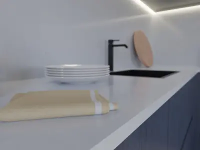 Kitchen 2 modern and dining room Free 3D model