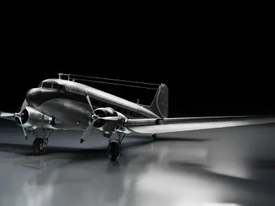 Airplane-Douglas-DC3-1935 new airplane collection Low-poly 3D model