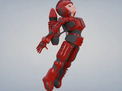 Space robot cartoon character Low-poly 3D model