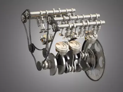 V6 Engine - 3d interior parts 3D model