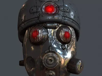 Gas mask helmet 3d model scifi Low-poly Low-poly 3D model