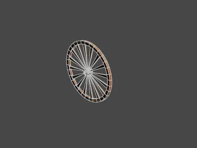 VINTAGE WOODEN CART WHEEL 3D model
