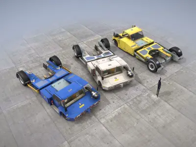 Towbarless Aircraft Tractors LTD TPX-200-S  Three liverys  Low-poly 3D model
