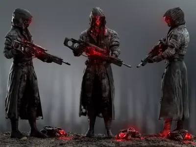 Sci Fi Sniper Soldier  Low-poly 3D model