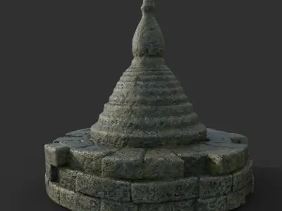 Low poly Mossy Mossy Ruin Asia Temple Pack Low-poly 3D model