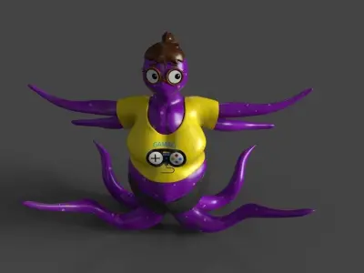 Octopus character Free low-poly 3D model