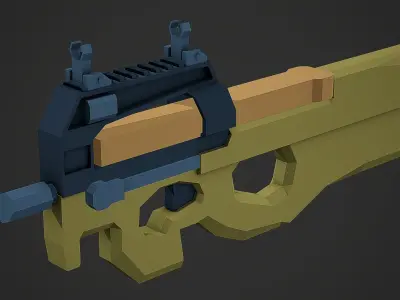 Stylized FN P90 SMG Low Poly Mobile Ready Low-poly 3D model