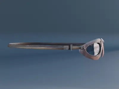 Worn Vintage Aviator Goggles Low-poly 3D model