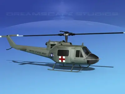 Bell UH-1B Iroquois US Army Med 3D model