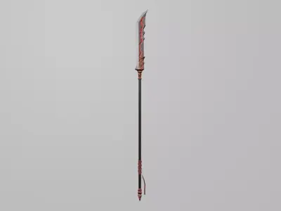 Low Poly Bloodforge Guandao - Chinese Polearm - Game Ready PBR Low-poly 3D model