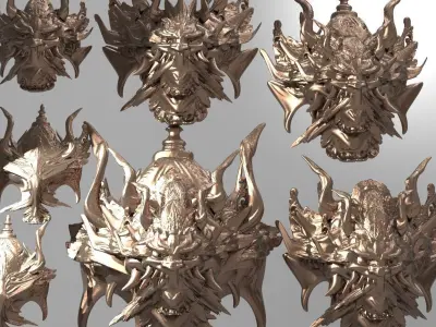 War God Baroque Mask and Shield Collection full  3D model