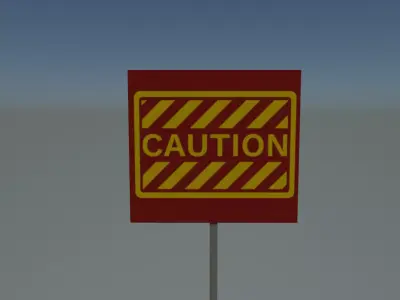 Sign caution Free low-poly 3D model