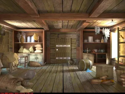 Warehouse provisions on pirate ship 3D model