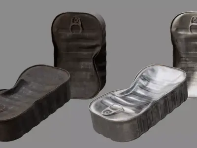 Crushed Fish Can 02 3D model