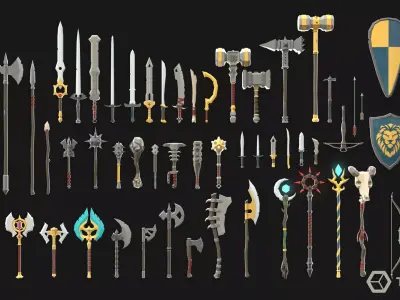 Fantasy Weapons LowPoly Pack Low-poly 3D model