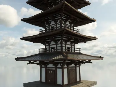 Pagoda japanese Low-poly 3D model