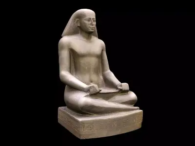 Egyptian Seated Scribe Statue 3D model