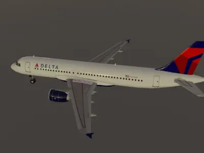 Delta airlines airbus a320-214 low poly 3D Model  Low-poly 3D model